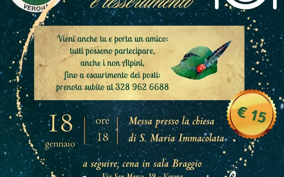 18/1: Cena sociale con gli Alpini di B.go Milano