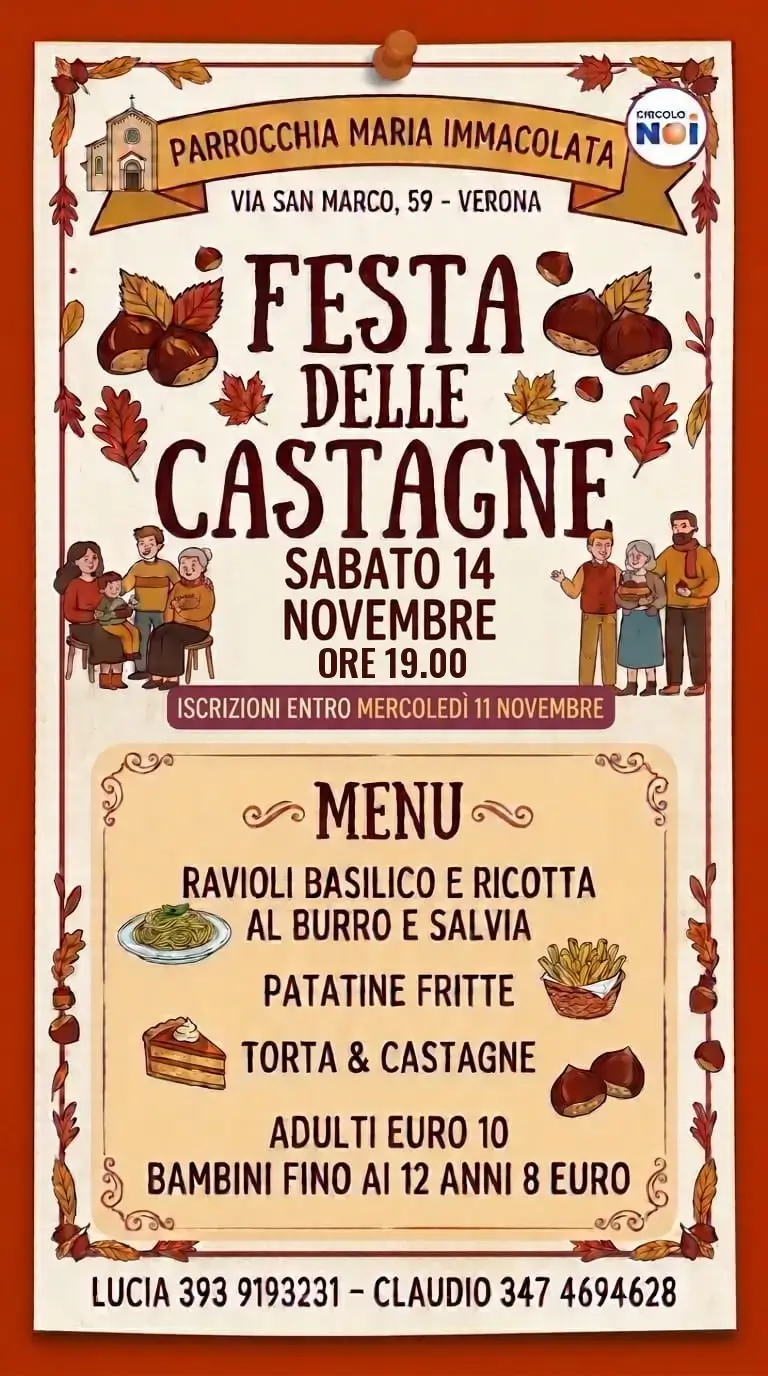 14/11 – sabato: Festa delle castagne